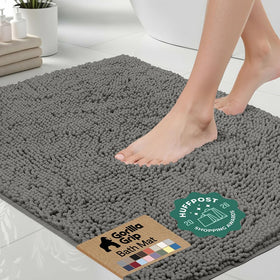 Gorilla Grip Bath Rug 44x26 charcoal: plush chenille for soft, warm feet.