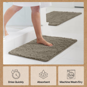 Shown beside the shower for foot-friendly moisture control.