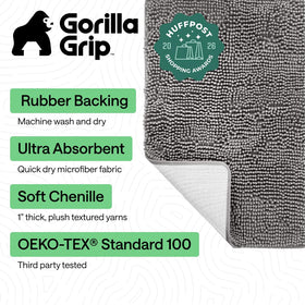GORILLA GRIP bath rug mat absorbent pile soaks up moisture quickly