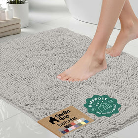 GORILLA GRIP bath rug mat chenille close-up showing plush pile for warm feet