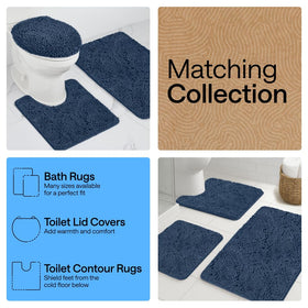 Gorilla Grip navy bath rug being machine washed for easy care