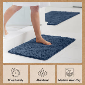 Gorilla Grip navy chenille collection rug coordinating with lids and contour mats