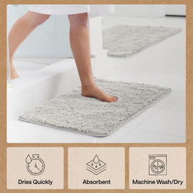 GORILLA GRIP bath rug mat light gray complements decor