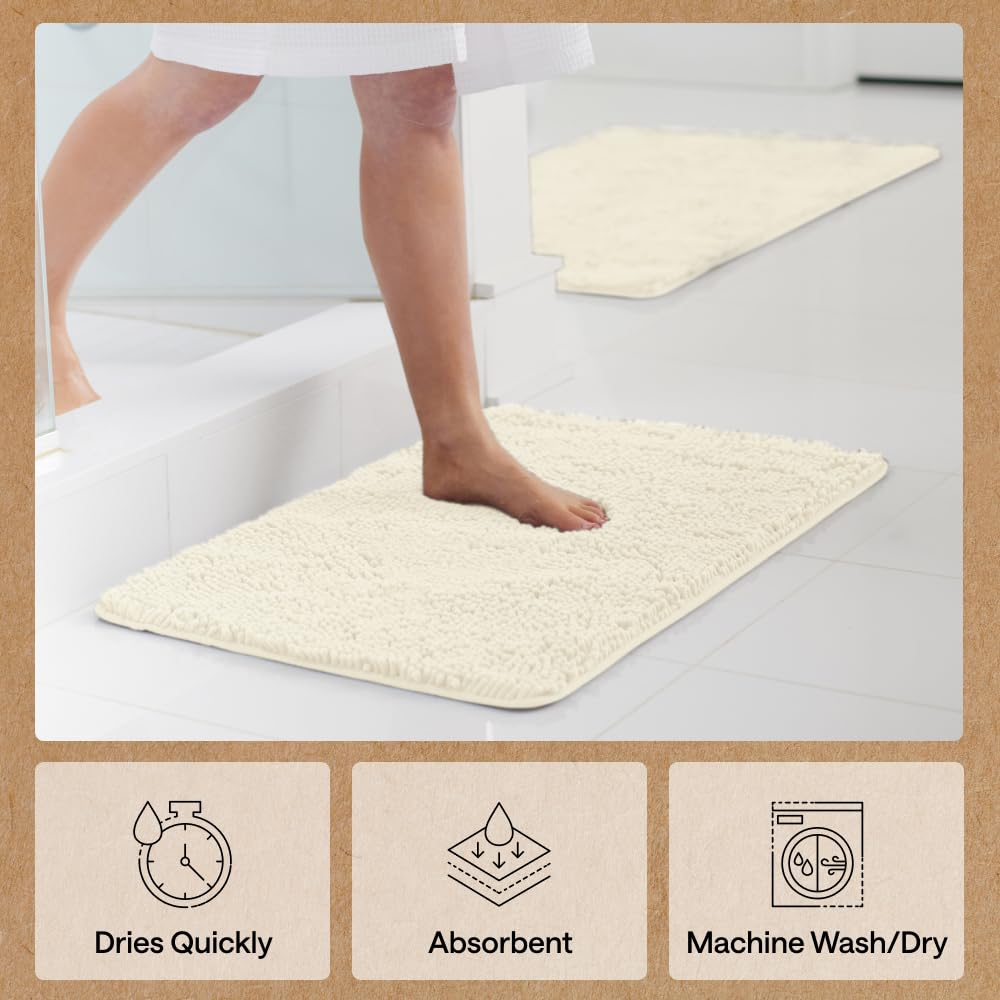 Gorilla Grip bath rug mat 30x20 size fits standard bathroom setups