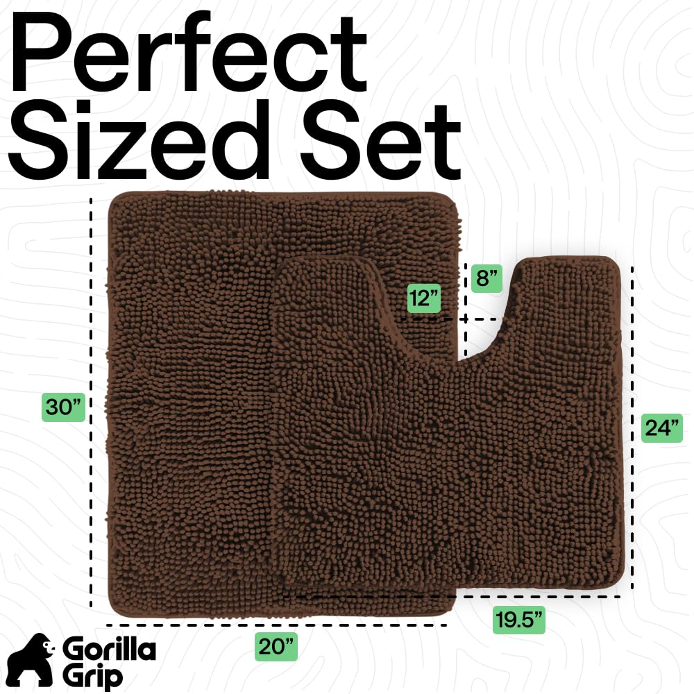GORILLA GRIP 19.5x24 inch oval rug for precise toilet-base fit.
