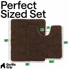 GORILLA GRIP 19.5x24 inch oval rug for precise toilet-base fit.