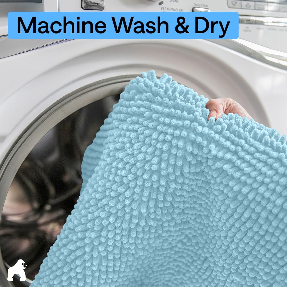 GORILLA GRIP quick-dry microfiber bath rug ideal for busy mornings.