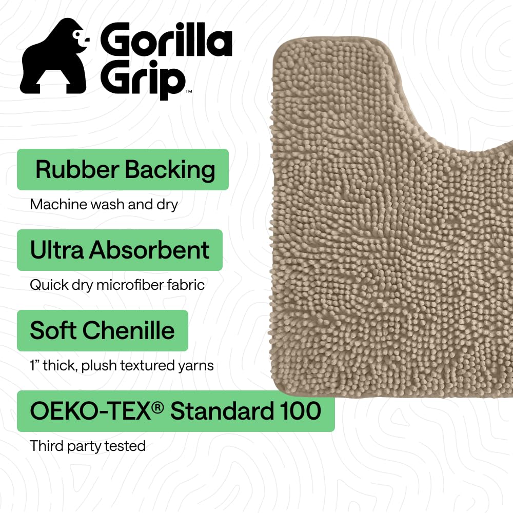 Gorilla Grip bath rug 24x17 provides soft, secure footing.