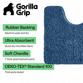 Gorilla Grip 30x20 inch rug provides generous coverage and quick drying for busy bathrooms.