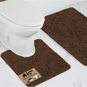 GORILLA GRIP bath rug set soft chenille close-up for plush underfoot comfort.