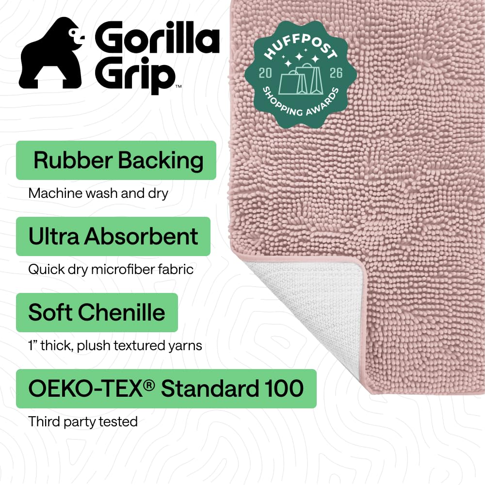 GORILLA GRIP soft-chenille rug delivers cozy, pillowy softness underfoot.