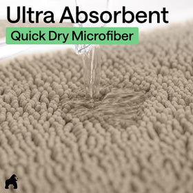 Gorilla Grip textured backing keeps rug in place on slick bathroom floors.