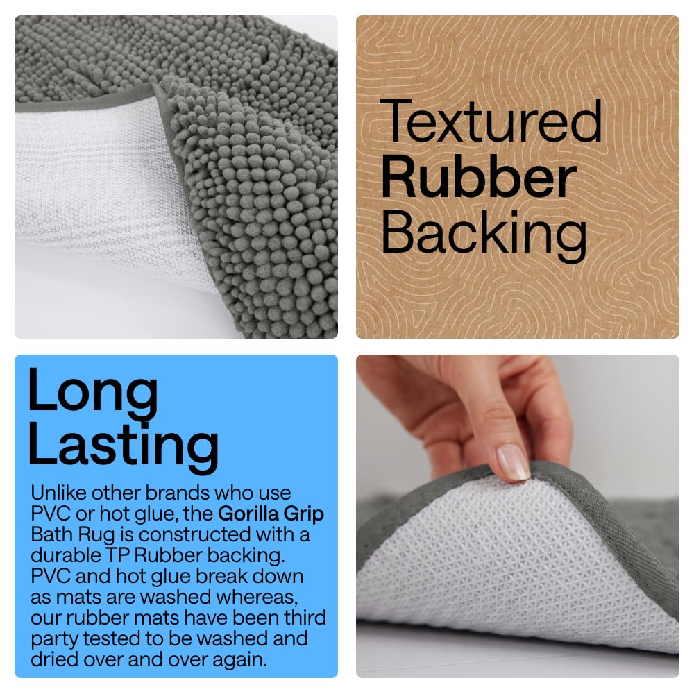 Gorilla Grip bath rug absorbs moisture efficiently for dry bathroom floors.