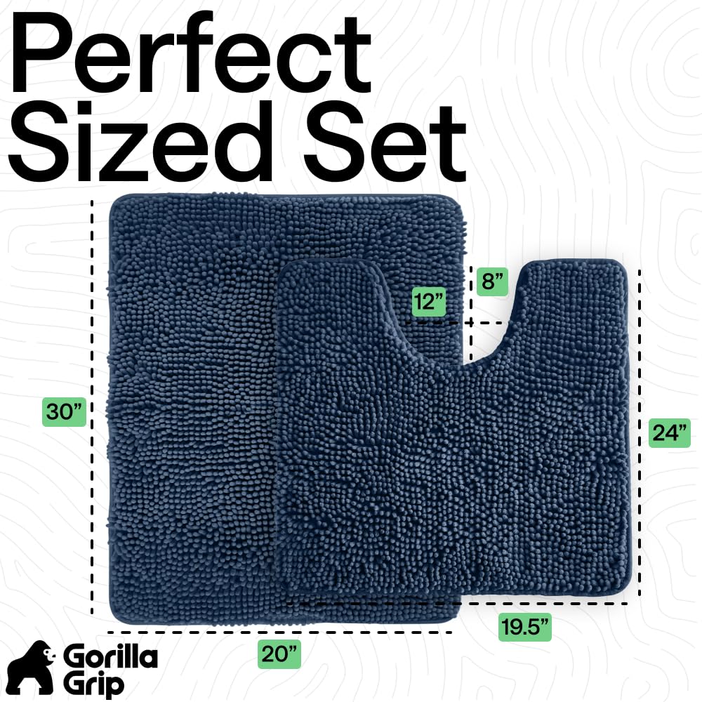 GORILLA GRIP 30x20 rug shown beside a modern bathroom.