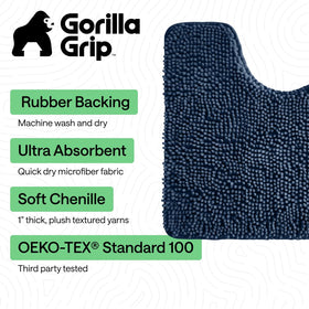 GORILLA GRIP absorbent microfiber rug demonstrates dense pile for moisture absorption.