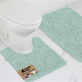 GORILLA GRIP seablue rug around oval toilet base for steady footing