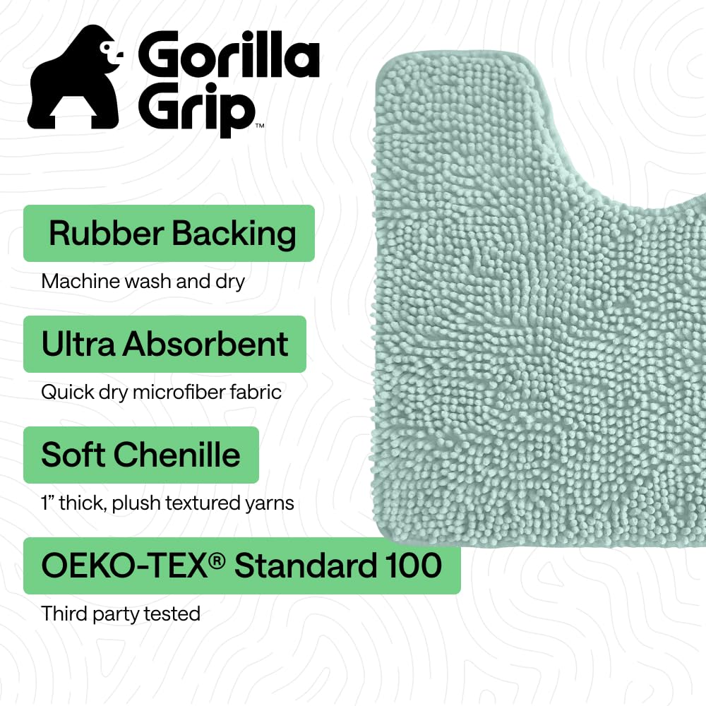 GORILLA GRIP seablue soft chenille pile rug for cozy feet