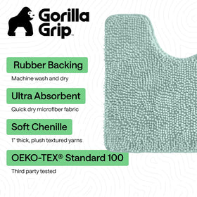 GORILLA GRIP seablue soft chenille pile rug for cozy feet