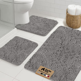 GORILLA GRIP contour rug around oval toilet base for secure, tidy look