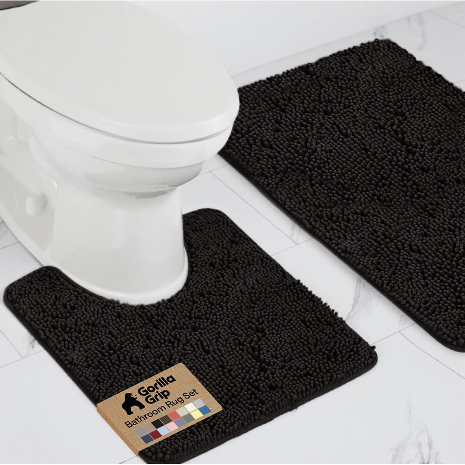 GORILLA GRIP bathroom rug set with soft chenille for plush comfort and quick-drying floors.