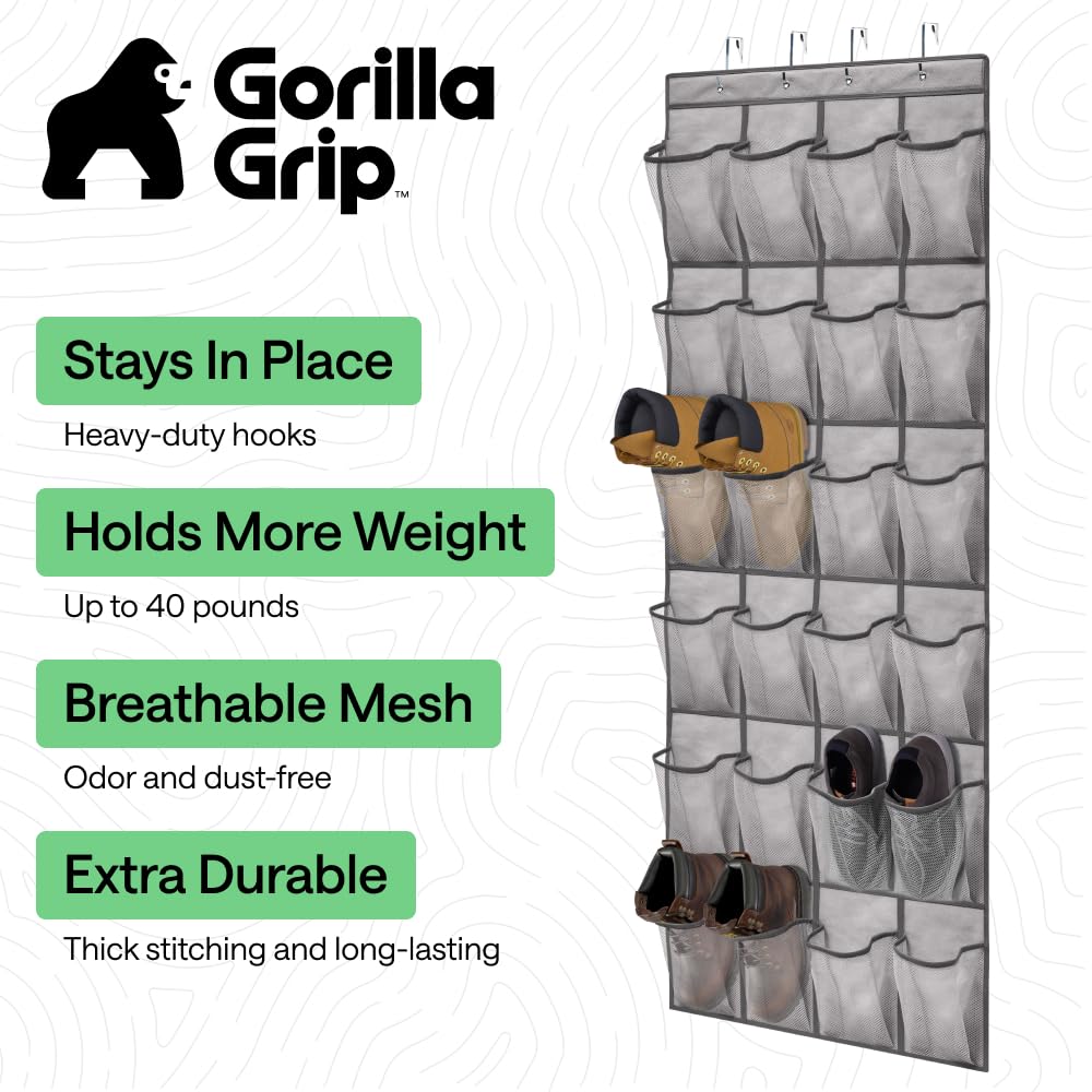 GORILLA GRIP breathable mesh pockets keep items visible and fresh.