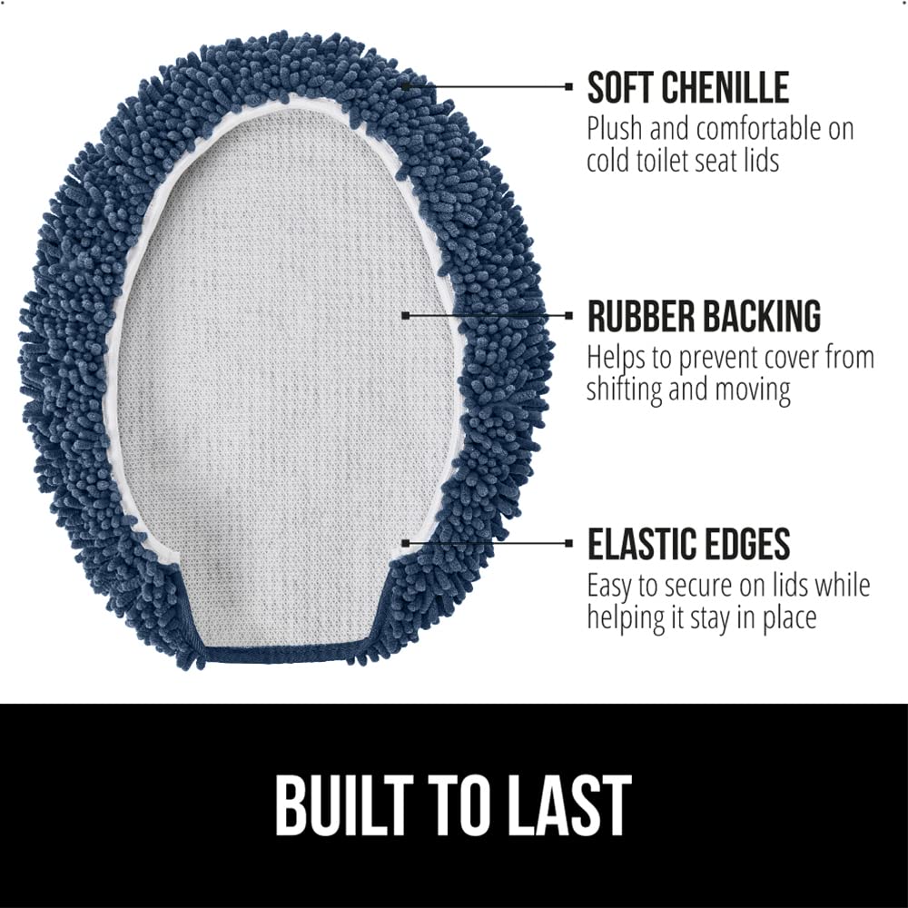 Gorilla Grip navy chenille lid cover close-up shows plush texture