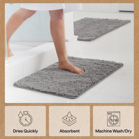 GORILLA GRIP chenille toilet lid cover matching set for coordinated look