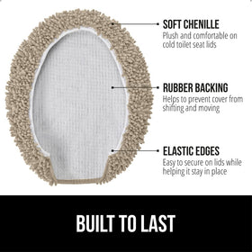GORILLA GRIP chenille toilet lid cover plush texture adds everyday comfort.
