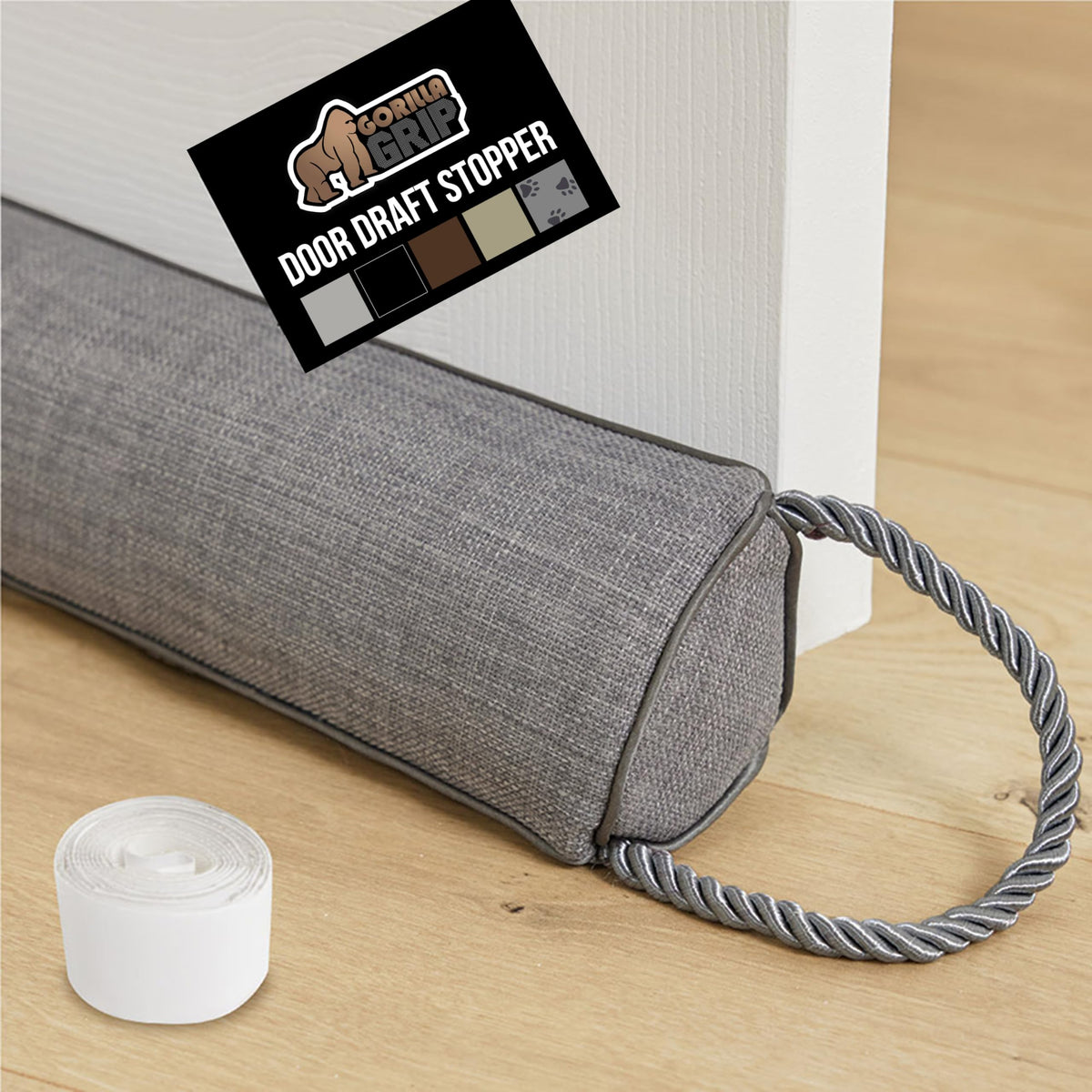 GORILLA GRIP door draft stopper 36in gray seals gaps for warmth