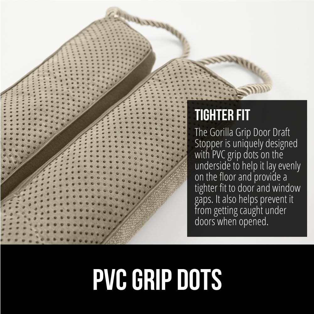 GORILLA GRIP beige draft stopper emphasizes year‑round insulation.
