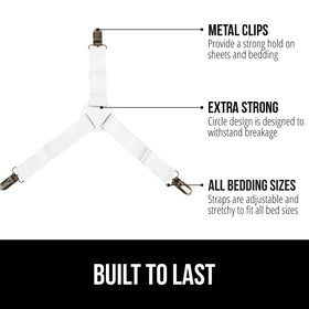 Gorilla Grip elastic straps extend from 6 to 25 inches for any mattress.