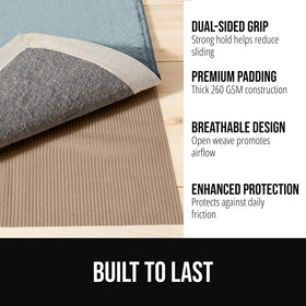 GORILLA GRIP extra-thick padding delivers soft underfoot comfort and noise reduction.