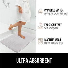 Gorilla Grip fade-resistant, machine-washable bath rug for easy care.