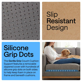 GORILLA GRIP grip dots on top and bottom secure foam to sofa