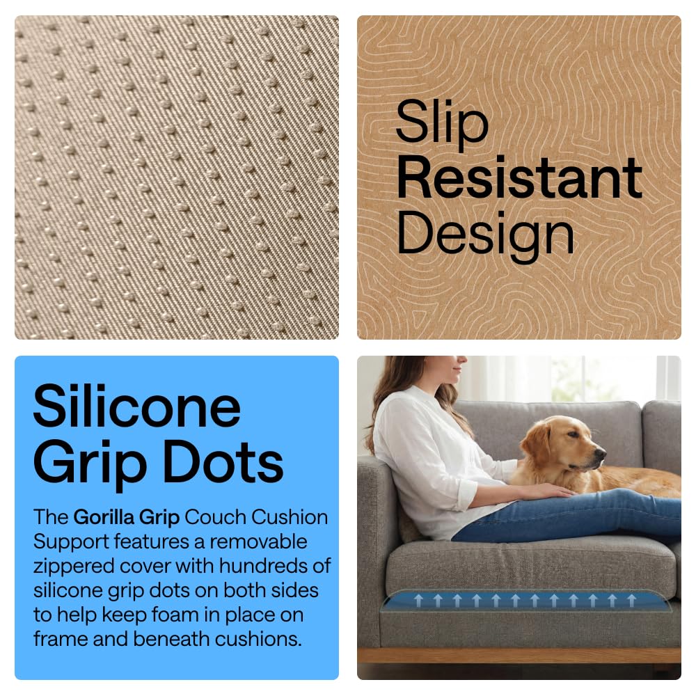 Gorilla Grip grip dots top and bottom keep cushions secure on the frame