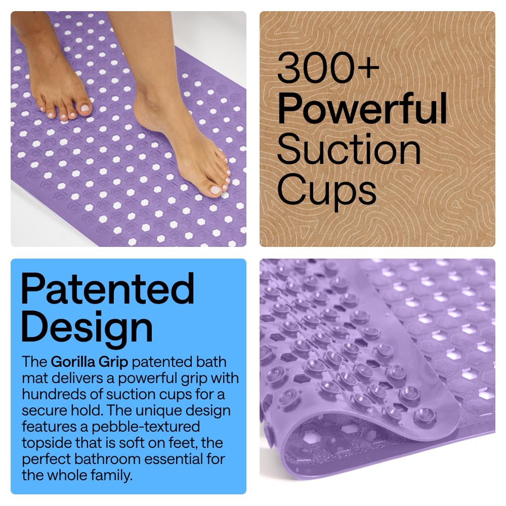 GORILLA GRIP Hexagon pebble texture feels soft on feet.