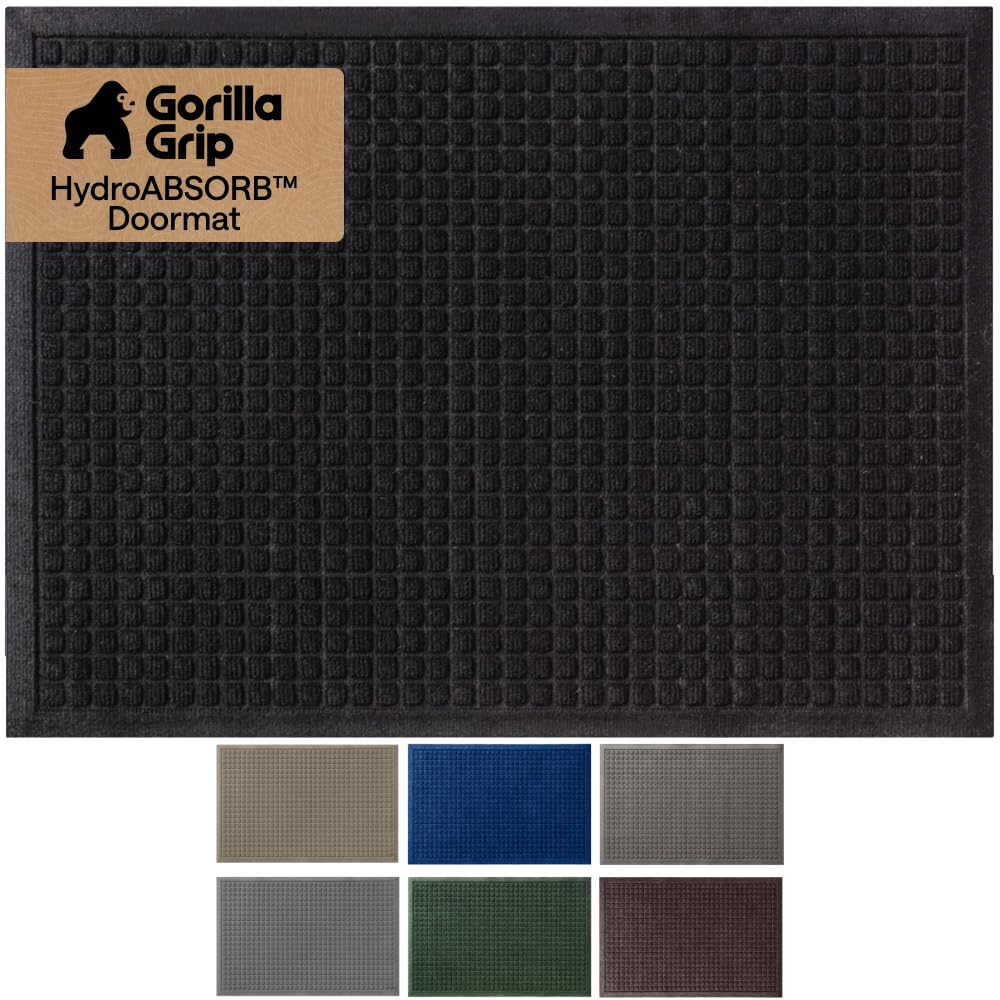 GORILLA GRIP HydroAbsorb front door mat traps moisture at the entry.