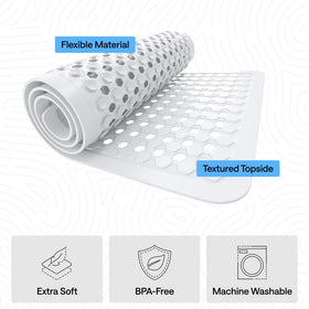 GORILLA GRIP machine-washable shower mat for easy cleaning.