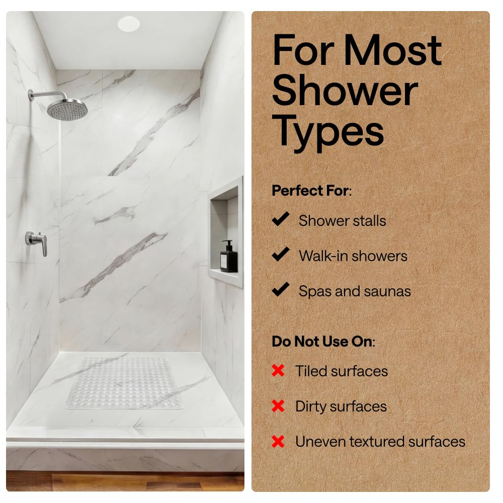 GORILLA GRIP machine washable shower mat for easy cleaning