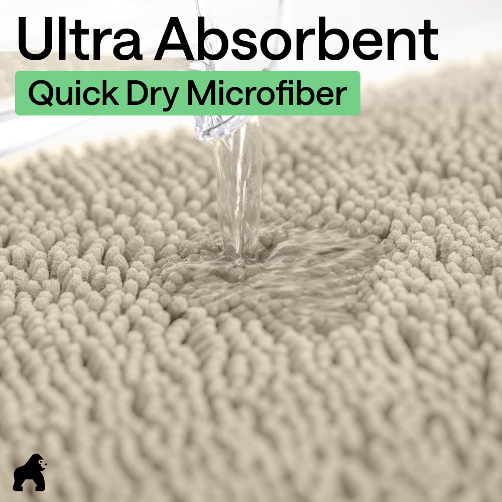 GORILLA GRIP matching chenille collection coordinates with toilet lid cover and contour rug.