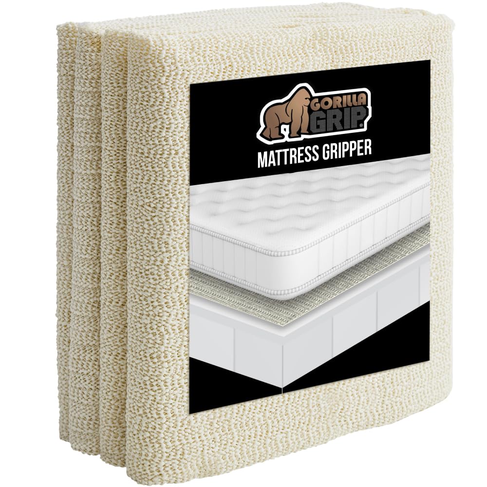 Gorilla Grip mattress pad on bed prevents slipping for a secure sleep surface.