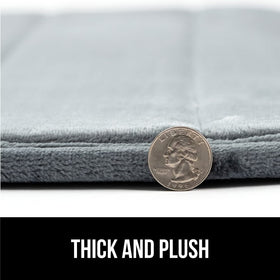 GORILLA GRIP Memory Foam Bath Mat plush binding indicating durability