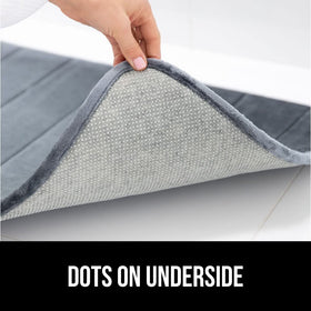 GORILLA GRIP Memory Foam Bath Mat underside with grippy dots for non-slip stability