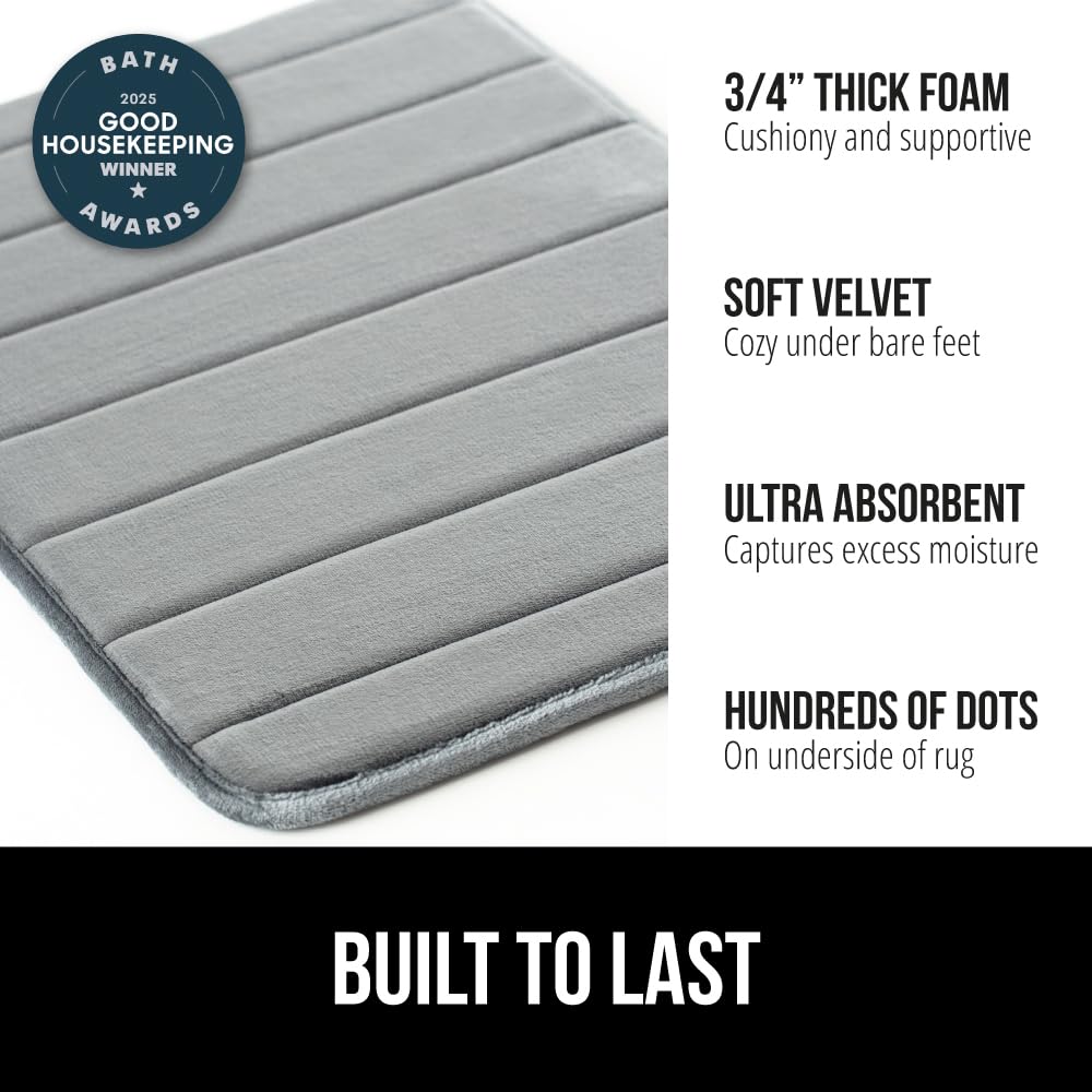 GORILLA GRIP Memory Foam Bath Mat velvet-soft surface for spa-like softness underfoot