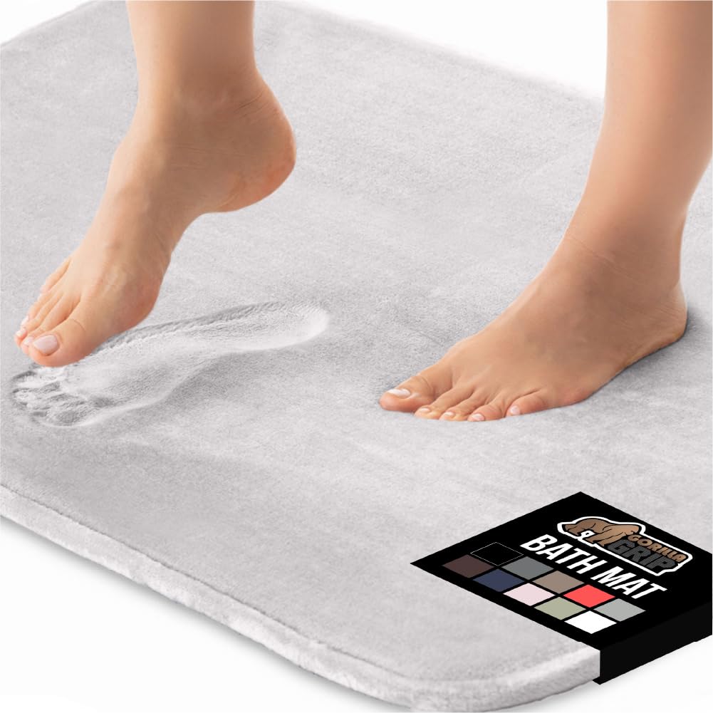 Gorilla Grip memory foam bath rug cushions feet after showers.