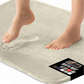 GORILLA GRIP memory foam bath rug champagne top view shows plush cushioning