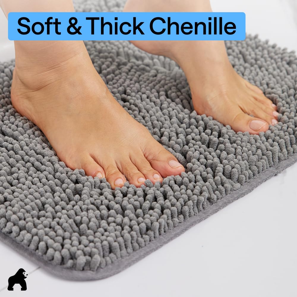 GORILLA GRIP oval-toilet contour rug fits snugly, protecting floors from splashes.