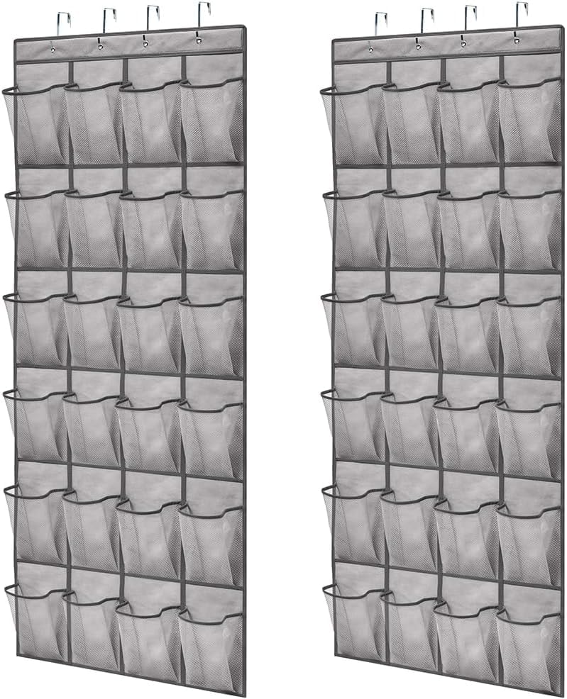 Gorilla Grip over-the-door shoe organizer with 24 pockets for easy shoe storage.