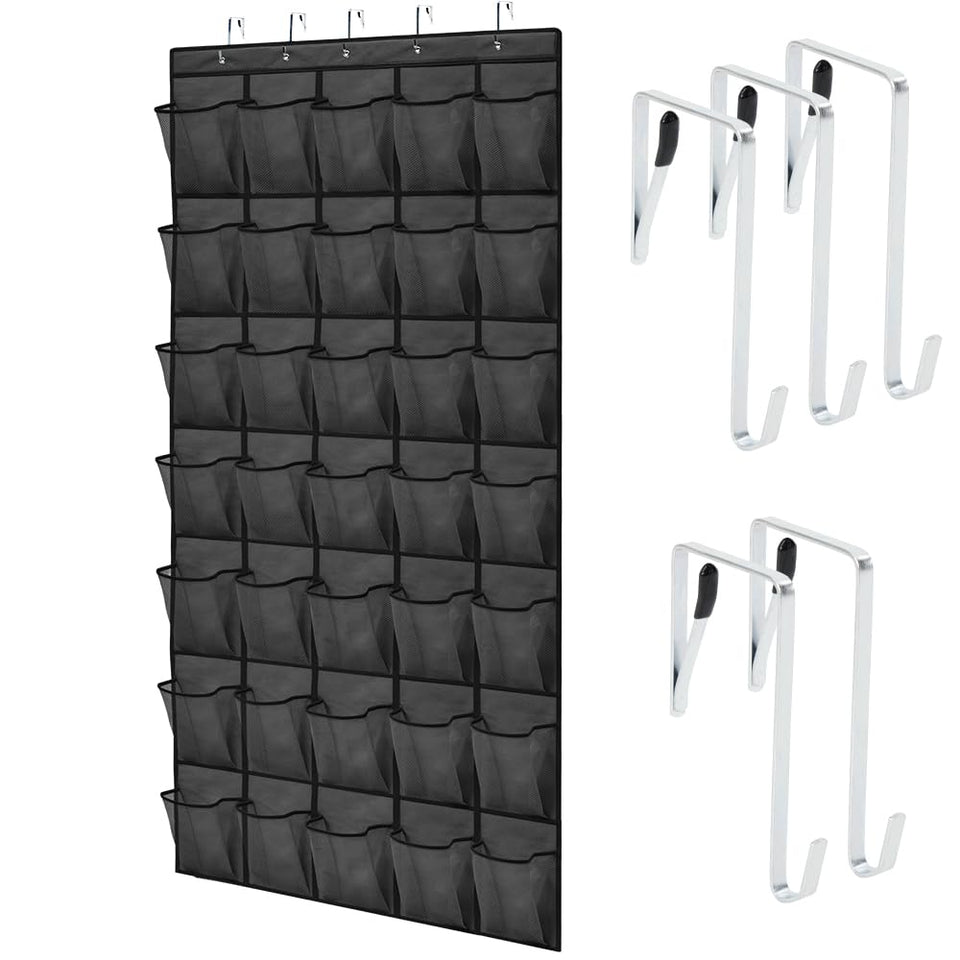 Gorilla Grip over-the-door organizer front view showing 35 mesh pockets for shoes and accessories