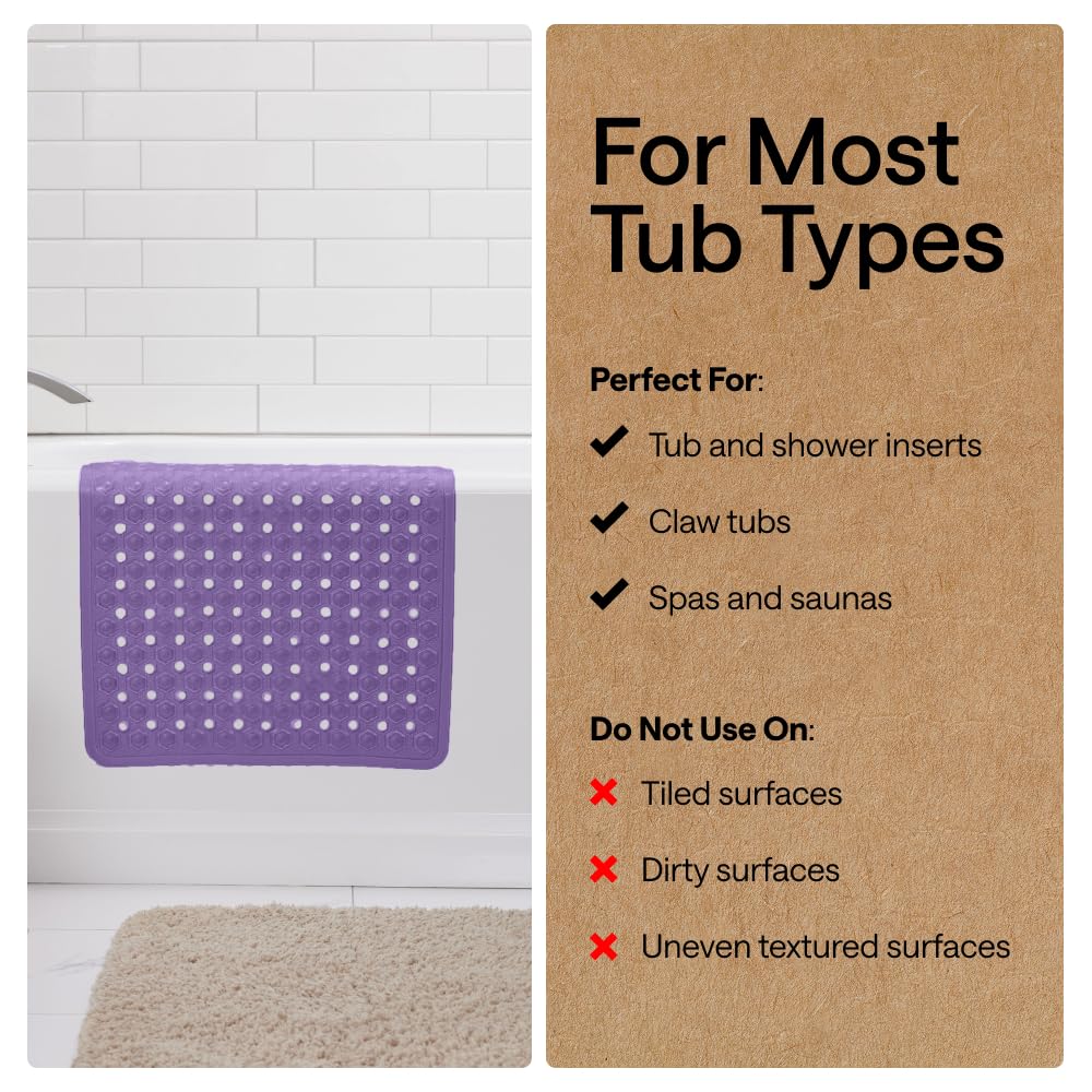 GORILLA GRIP Oversized 35x16 inch mat covers more tub surface.